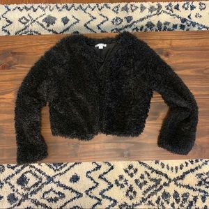Cropped fuzzy coat
